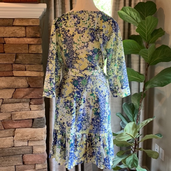 Talbots Blue and Yellow Midi Dress - Picture 3 of 6